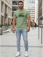 Pánské tričko s potiskem automobilů světle zelené FashionStreet NX5089R