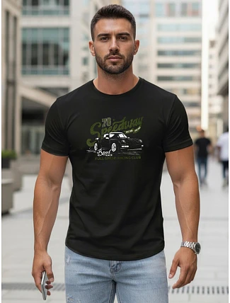 Pánské tričko s potiskem automobilů černé FashionStreet NX5089R