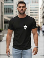 Pánské minimalistické tričko s potiskem černé FashionStreet NX5090R