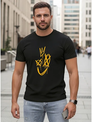 Pánské bavlněné tričko s potiskem Smile Crown černé FashionStreet NX0138R