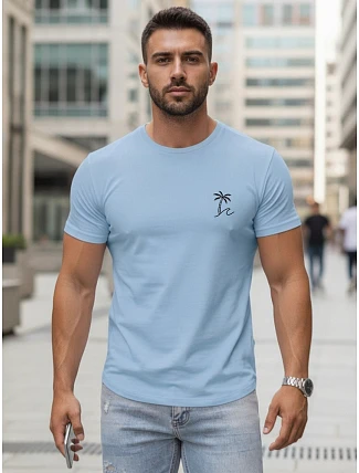 Pánské tričko s potiskem klasické bavlněné modré FashionStreet NX5105R Pánské tričko s potiskem klasické bavlněné modré FashionStreet NX5105R