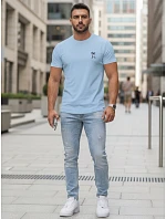Pánské tričko s potiskem klasické bavlněné modré FashionStreet NX5105R Pánské tričko s potiskem klasické bavlněné modré FashionStreet NX5105R