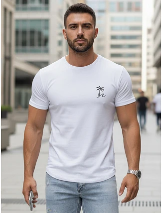 Pánské tričko s potiskem klasické bavlněné bílé FashionStreet NX5105R
