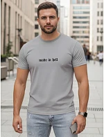 Pánské šedé bavlněné tričko s potiskem FashionStreet NX5106R