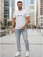 Pánské bavlněné tričko s potiskem bílé FashionStreet NX5106R