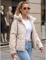 Dámská zimní prošívaná bunda s kapucí, béžová, FashionStreet TY5932