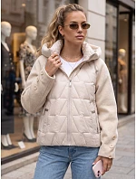 Dámská zimní prošívaná bunda s kapucí, béžová, FashionStreet TY5932