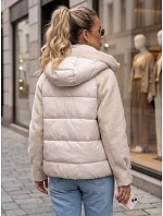 Dámská zimní prošívaná bunda s kapucí, béžová, FashionStreet TY5932
