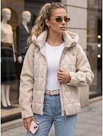 Dámská zimní prošívaná bunda s kapucí, béžová, FashionStreet TY5932