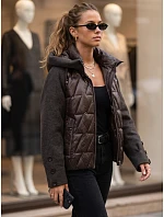 Dámská zimní prošívaná bunda s kapucí, hnědá, FashionStreet TY5933