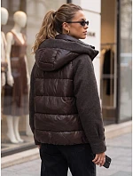 Dámská zimní prošívaná bunda s kapucí, hnědá, FashionStreet TY5933