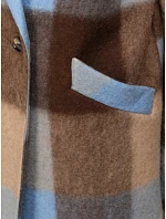 Płaszcz damski dwurzędowy z wełną w kratę niebieski FashionStreet NY0831 Płaszcz damski dwurzędowy z wełną w kratę niebieski FashionStreet NY0831