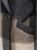 Płaszcz damski dwurzędowy z wełną w kratę granatowy FashionStreet NY0832 Płaszcz damski dwurzędowy z wełną w kratę granatowy FashionStreet NY0832