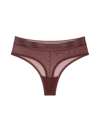 Tempting Sheer Highwaist String 2P - BROWN - TRIUMPH BROWN - TRIUMPH