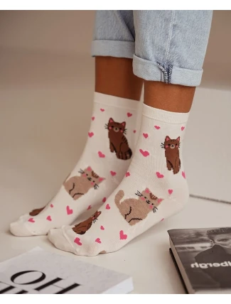 Milena ponožky 0200-136 Kočky a srdce 37-41 Milena ponožky 0200-136 Kočky a srdce 37-41