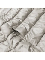 Krátká béžová dámská bunda s úpletovými stahovacími lemy (P22/P3-6636-62)