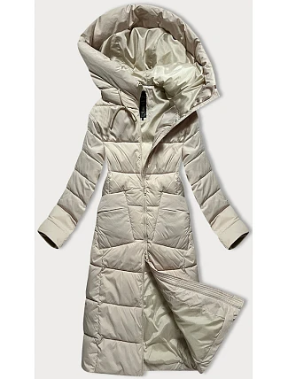 Dámská prošívaná dlouhá zimní bunda Libland light beige (7767) Dámská prošívaná dlouhá zimní bunda Libland light beige (7767)