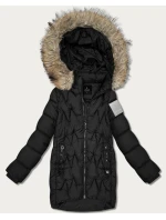 Černá dámská zimní bunda s kapucí Goodlookin (KK60563)