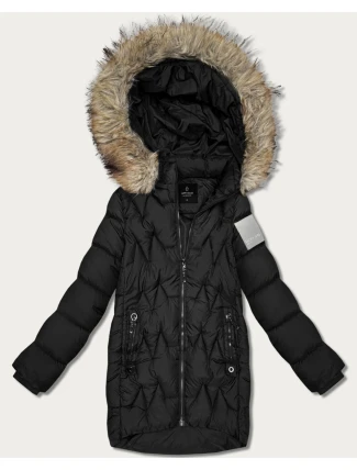 Černá dámská zimní bunda s kapucí Goodlookin (KK60563)