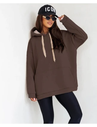 Hrubší dámská klokaní mikina v čokoládové barvě (82131) Hrubší dámská klokaní mikina v čokoládové barvě (82131)