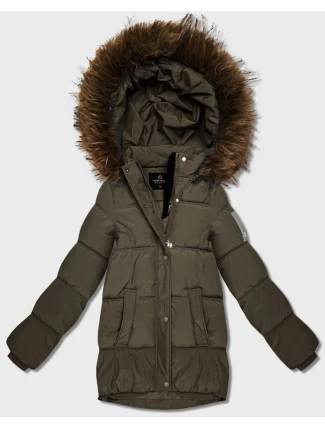Péřová bunda v barvě khaki s kapucí (KK60610) Péřová bunda v barvě khaki s kapucí (KK60610)