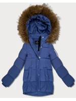 Světle modrá péřová bunda s kapucí (KK60612) Světle modrá péřová bunda s kapucí (KK60612)