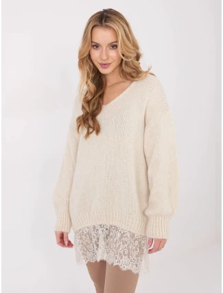 Dámský svetr v barvě ecru s přídavkem mohéru Goodlookin (33681) Dámský svetr v barvě ecru s přídavkem mohéru Goodlookin (33681)