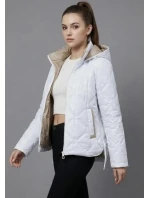 Lekko ocieplana krótka kurtka damska z kapturem Goodlookin biała (B8595-26)