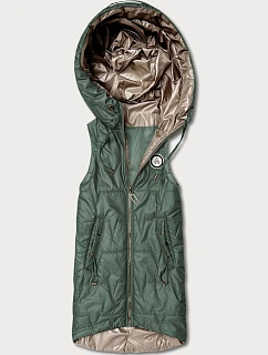 Cienki bezrękawnik z kontrastowym wykończeniem Goodlookin khaki (B8583-11)