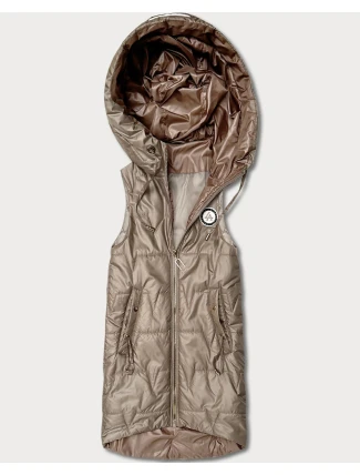 Cienki bezrękawnik z kontrastowym wykończeniem Goodlookin beżowy (B8583-12)