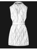 Pikowana kamizelka z paskiem Goodlookin biała (B8603-26)