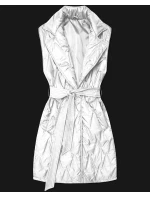 Pikowana kamizelka z paskiem Goodlookin biała (B8603-26)