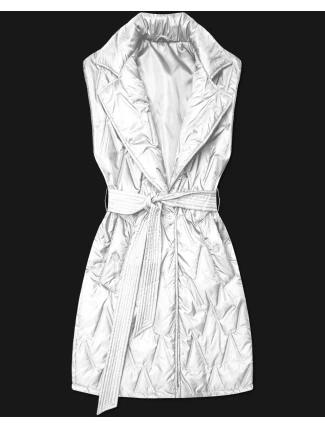 Pikowana kamizelka z paskiem Goodlookin biała (B8603-26)