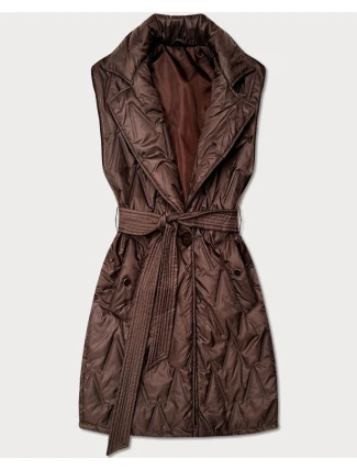 Pikowana kamizelka z paskiem Goodlookin czekoladowa (B8603-14)