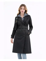 Klasyczny trencz z odpinanym kapturem Goodlookin czarny (T2-2252#-1)