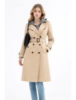 Klasyczny trencz z odpinanym kapturem Goodlookin ciemny beżowy (T2-2252#-5)