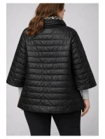 Dwustronna kurtka damska plus size z rękawem 3/4 Goodlookin czarna/panterka (M6-6308-1)