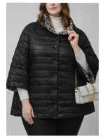 Dwustronna kurtka damska plus size z rękawem 3/4 Goodlookin czarna/panterka (M6-6308-1)