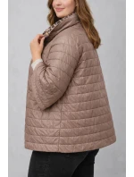 Dwustronna kurtka damska plus size z rękawem 3/4 Goodlookin kakao/panterka (M6-6308-358)