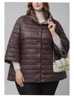 Dwustronna kurtka damska plus size z rękawem 3/4 Goodlookin czekolada/panterka (M6-6308-103)