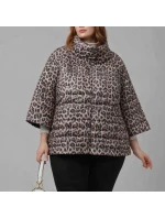 Dwustronna kurtka damska plus size z rękawem 3/4 Goodlookin czekolada/panterka (M6-6308-103)