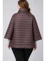 Dwustronna kurtka damska plus size z rękawem 3/4 Goodlookin czekolada/panterka (M6-6308-103)