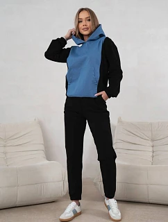 Dámská dvoubarevná tepláková souprava v modré a černé barvě (554)