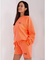 Dámská tepláková souprava s fluo oranžovými šortkami (813)