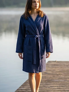 Dámský vaflový župan s kapucí Vestis Saimaa Midnight Sapphire