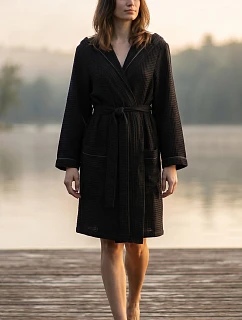 Dámský vaflový župan s kapucí Vestis Saimaa Black Beauty