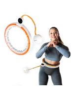HHM21 HULA HOP BÍLÁ/ORANŽOVÁ S MAGNETY, TPE TABS A ZÁVAŽÍM + POČÍTADLO HMS HHM21 HULA HOP BÍLÁ/ORANŽOVÁ S MAGNETY, TPE TABS A ZÁVAŽÍM + POČÍTADLO HMS