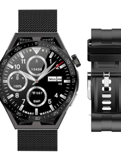 Chytré hodinky Rubicon RNCE88-2 Black- Černý silikonový řemínek + černý náramek