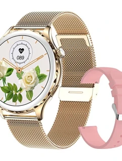 Dámské chytré hodinky Rubicon RNCF02-2 Gold + Strap Pink