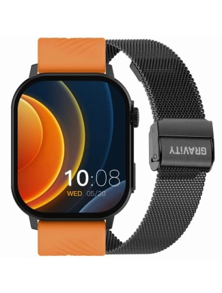 Chytré hodinky Gravity GT15-2 Oranžový silikonový řemínek + černý náramek Chytré hodinky Gravity GT15-2 Oranžový silikonový řemínek + černý náramek